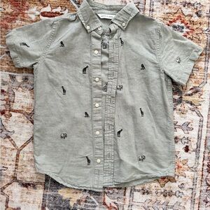 Janie and Jack Kids Embroidered Button-Up Shirt - Gray size 7
